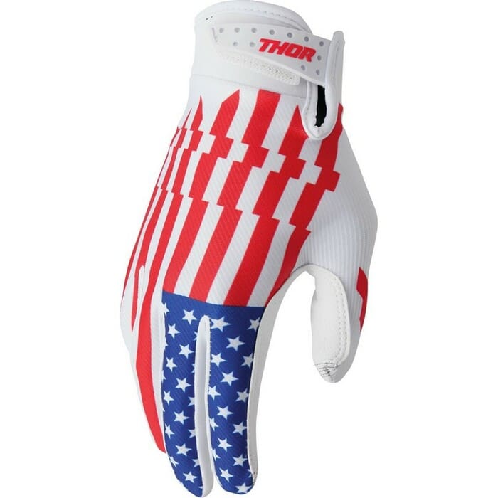 3330-8206-P-FMMVILUO LUVAS THOR LAUNCHMODE PATRIOT - BRANCO/VERMELHO/AZUL - Image 1