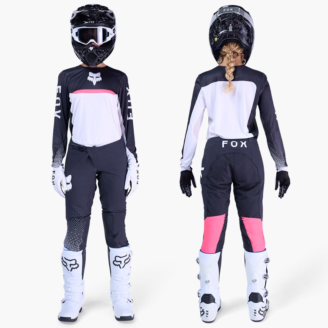 FoxRacing_MX26Gearsets_Womens_FlexairFracture_WhiteBlack_PDP1 FATO FOX MULHER FLEXAIR FRACTURE - PRETO/BRANCO - Image 1