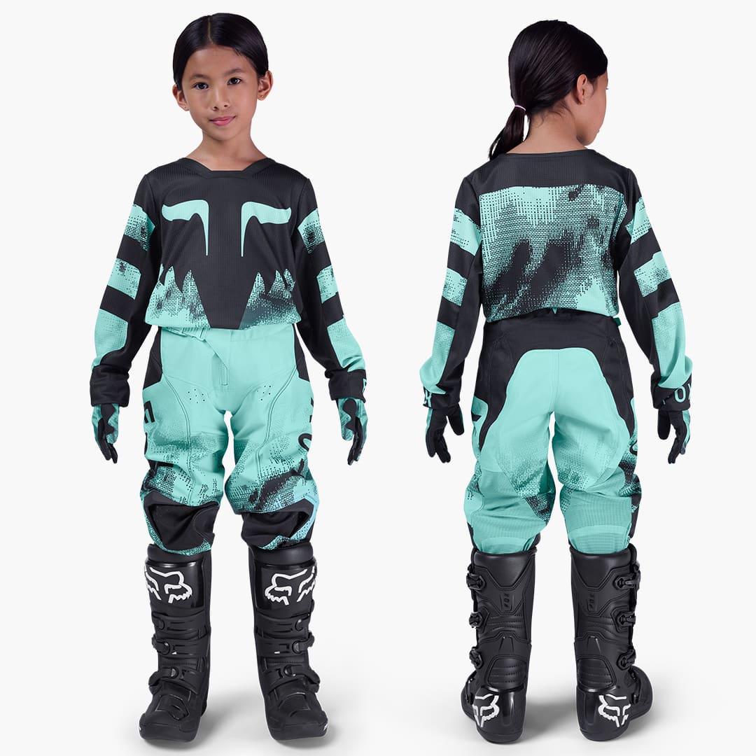 FoxRacing_MX26Gearsets_Youth_180Kairos_Turquoise_PDP1 FATO FOX CRIANÇA 180 KAIROS - PRETO/AZUL - Image 1