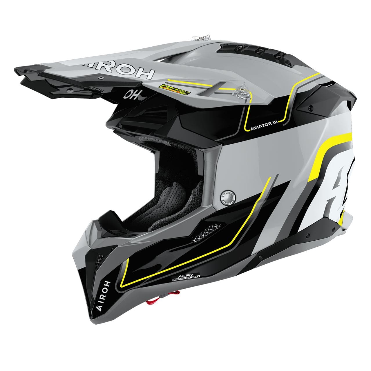 x0beyhdef0ycnl334ygkbtvhe22 AIROH AVIATOR 3 LEADER - PRETO/AMARELO FLUO - Image 1